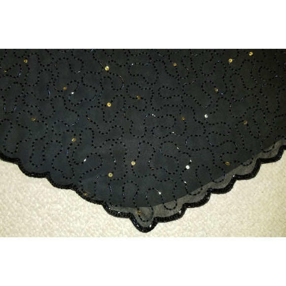 Womens Top-ROAMAN'S-'Black/Bronze' beaded silky holiday formal whimsigoth-24W - Picture 2 of 8